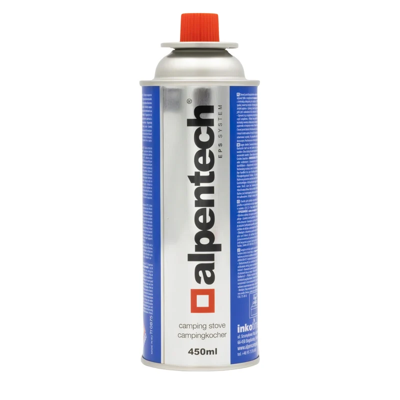Bombola di gas da 433 ml Alpentech, conforme alla norma EN 417, isobutano, sistema EPS, IK301