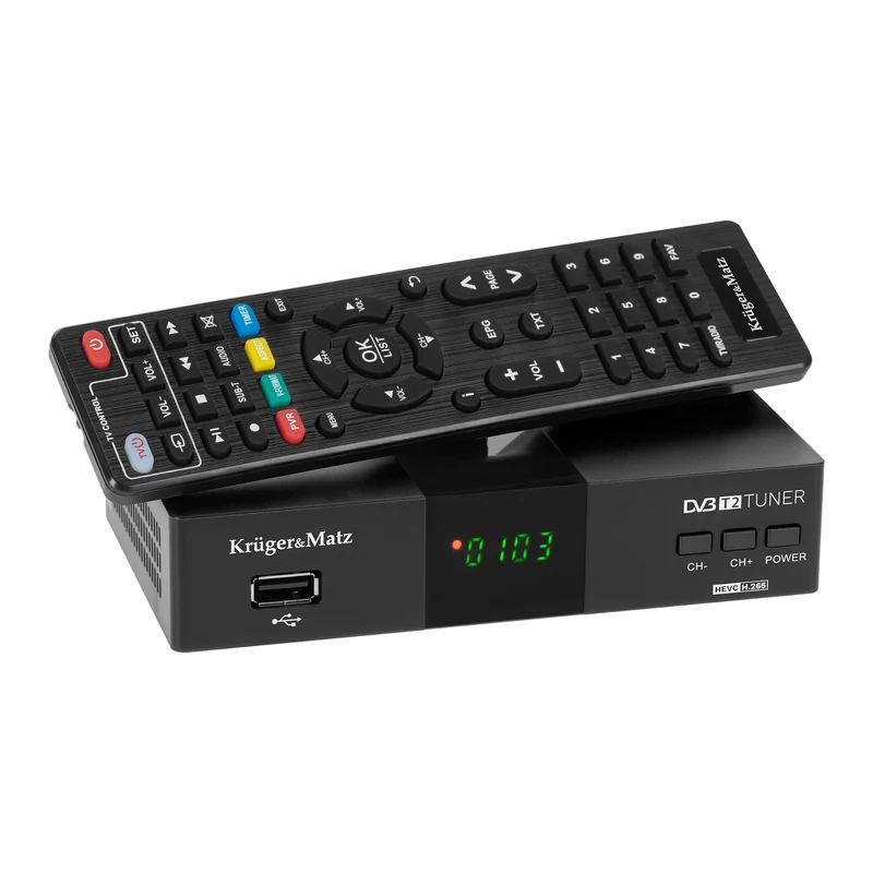 Sintonizzatore-decoder DVB-T2 KM0550D H.265 HEVC EPG PVR Timeshift Kruger&Matz