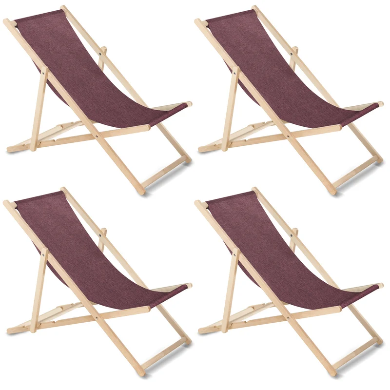 GreenBlue GB183M lettino classico in faggio melange bordeaux, 4 pezzi