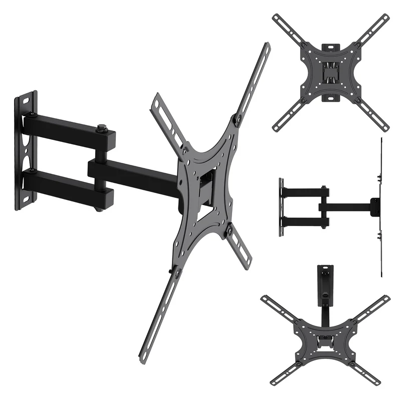 Supporto / gancio per TV Maclean, VESA max 400x400, 32-55", fino a 25 kg, nero, regolazione dell'inclinazione 0°~-15° e rotazione +90°~-90°, MC-190