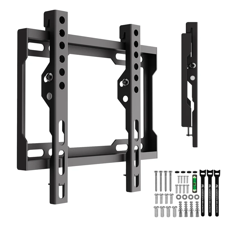 Supporto / gancio per TV Maclean, VESA max 200x200, 13-43", fino a 45 kg, nero, regolazione dell'inclinazione 0°~-8°, MC-186