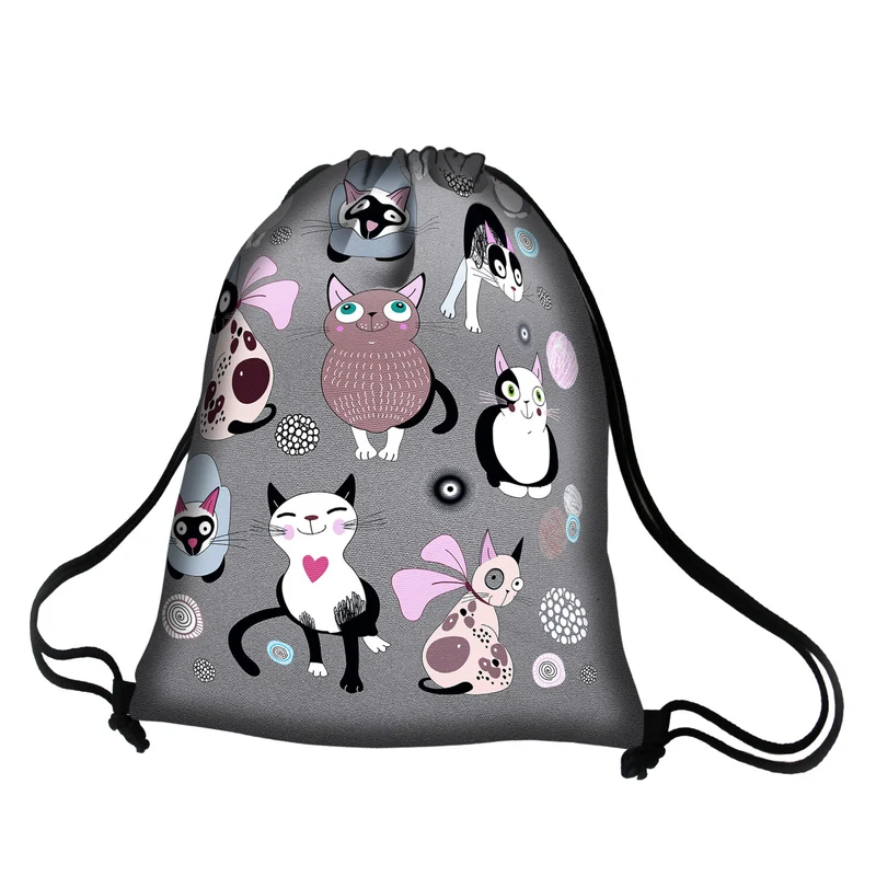 Bertoni WP09 Zaino sacca Sacco Design Zaino a corde Borsa Coulisse, motivo Catnip