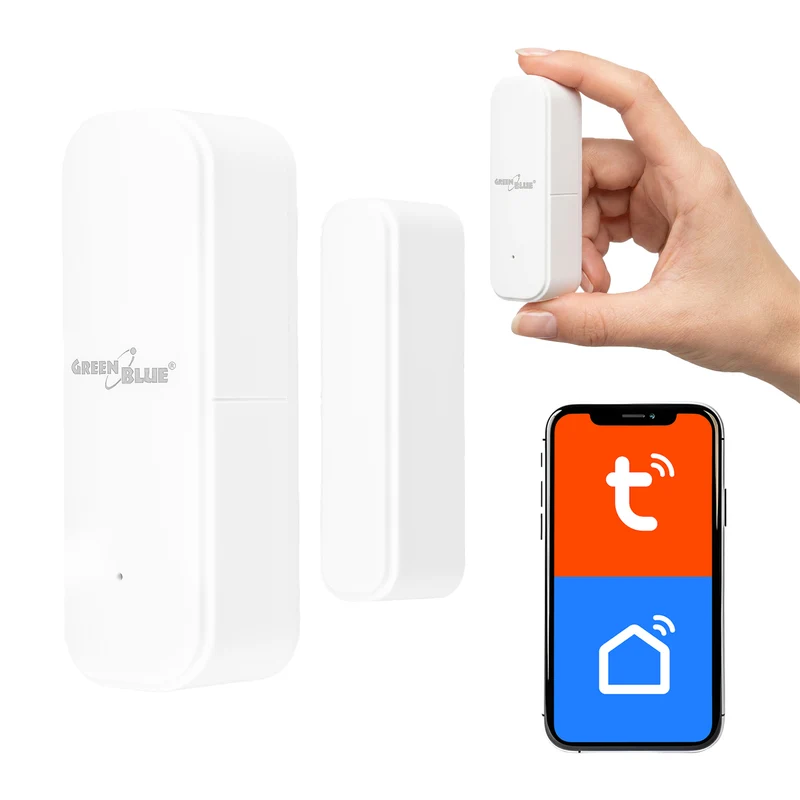 Contatto magnetico wireless / sensore di apertura WiFi GreenBlue, Android/iOS, per porte / finestre, 3,0 V CC, LR03x2, GB479 W