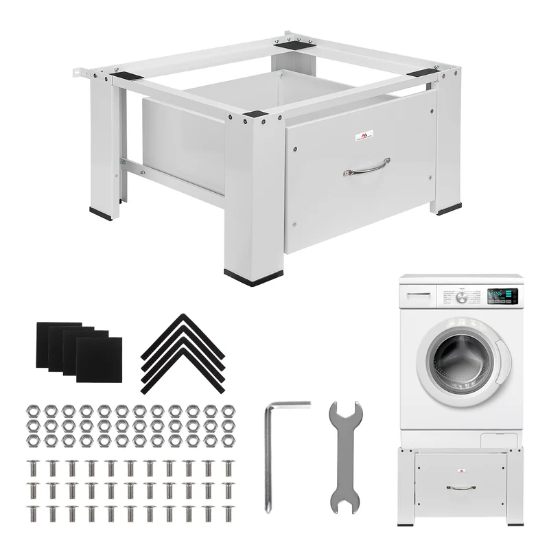 Base per lavatrice/asciugatrice con cassetto Maclean, carico massimo 150 kg, bianca, MC-117 W