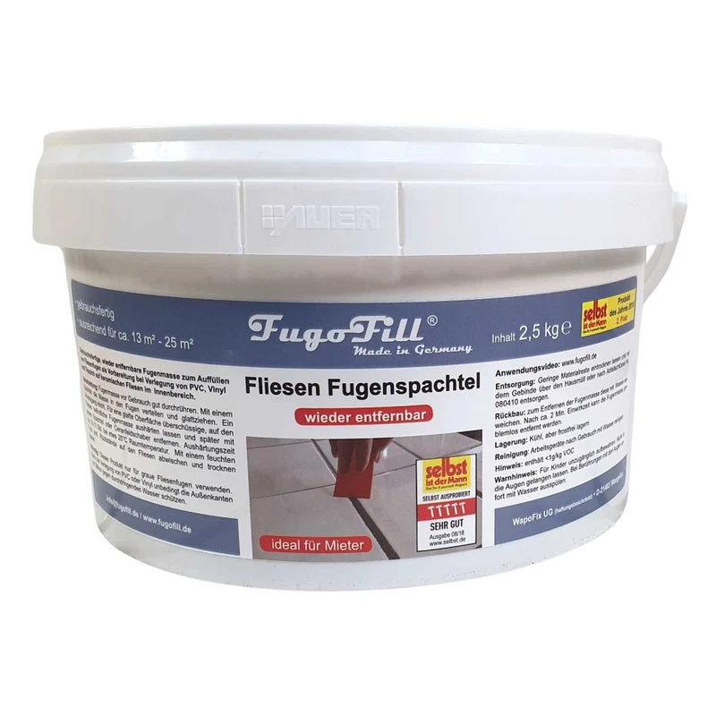 FugoFill composto rimovibile per fughe di piastrelle, 2,5 kg, grigio