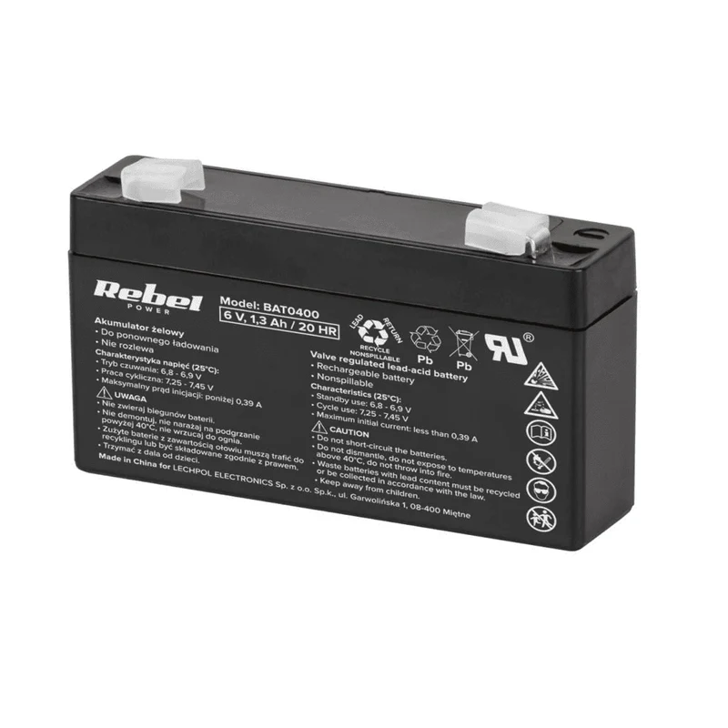 Batteria al gel Rebel, senza manutenzione, a prova di perdite, 6V, 1,3Ah, BAT0400