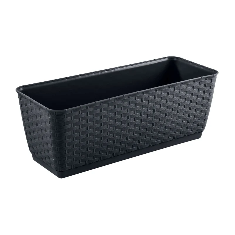 Fioriera rettangolare con ganci Prosperplast Ratolla PW DRL400PW S433 antracite