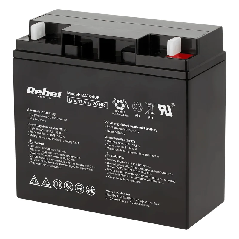 Batteria al gel senza manutenzione Rebel12V 17Ah per UPS