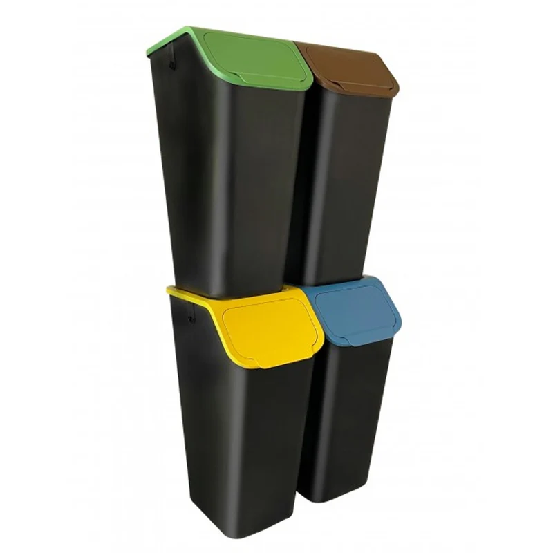Set di Pattumiere per la raccolta differenziata, 4x35l, nero, Bini 10103435