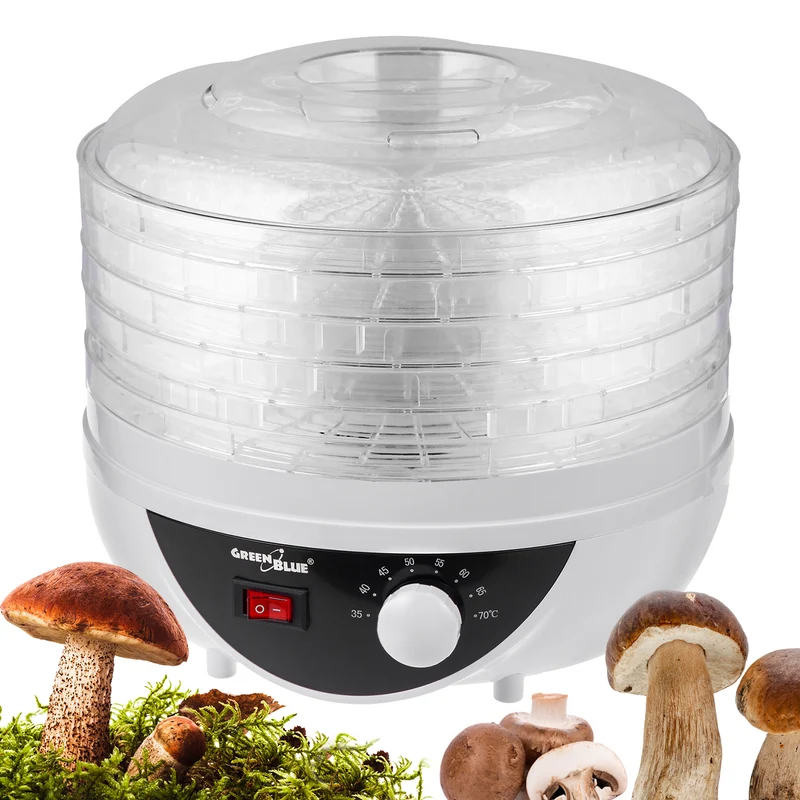 GreenBlue Essiccatore per funghi, verdure e frutta , 250W, extra silenzioso, 5 Vassoi, GB195