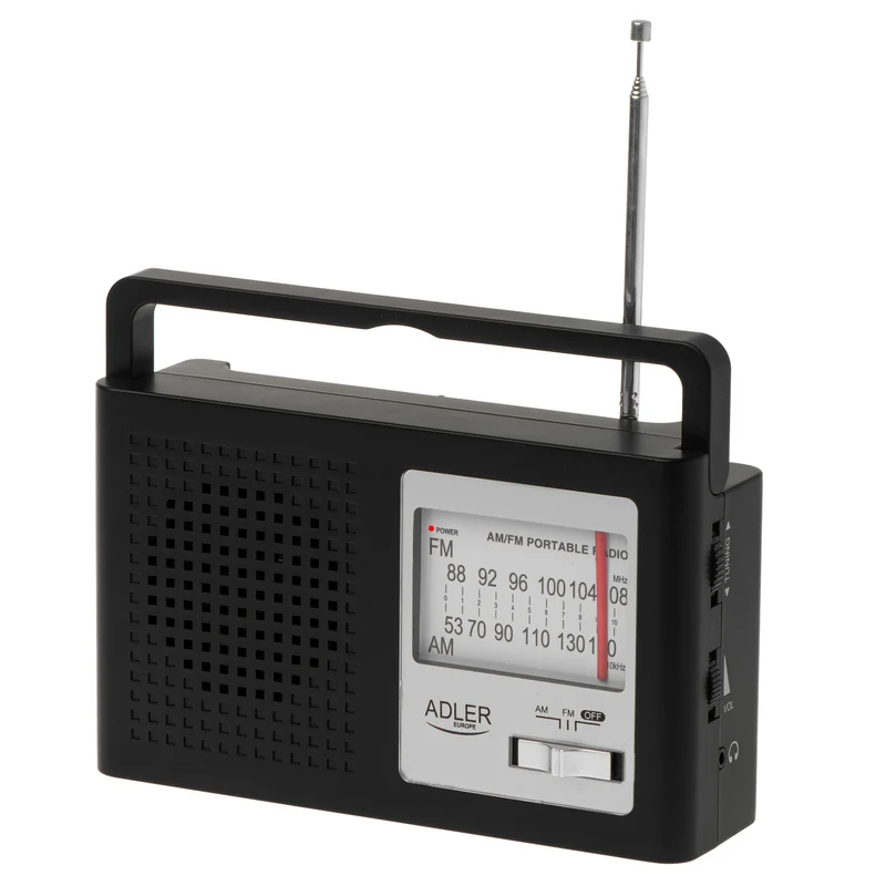Radio Adler, portatile, AM e FM, antenna, funzionamento a rete e a batteria, AD 1909