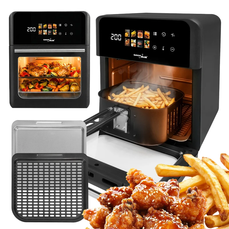 Friggitrice senza olio AIR FRYER GreenBlue, potenza 1800 W, capacità 10 l, 8 programmi, accessori, timer, GB950