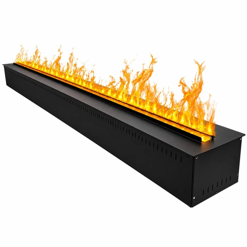 Bruciatore per Camino Elettrico a Vapore Acqueo da Incasso con Fiamme 3D 150x22,7x17,8 cm Capacità 9 lt 722W APP VAPOR150 Nero