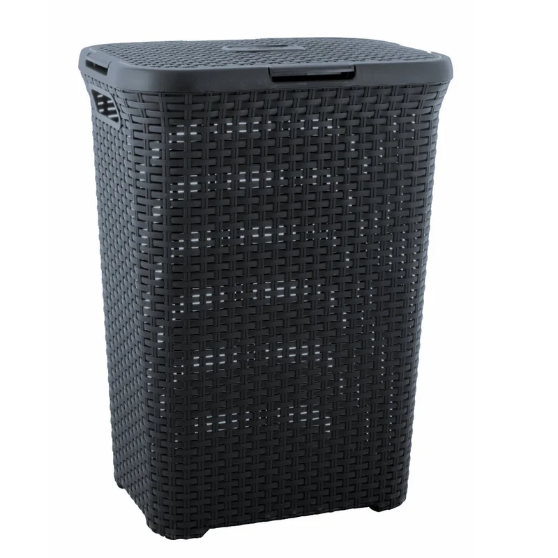 Cesto per la biancheria Curver, design traforato, 60L, grigio scuro, Natural Style