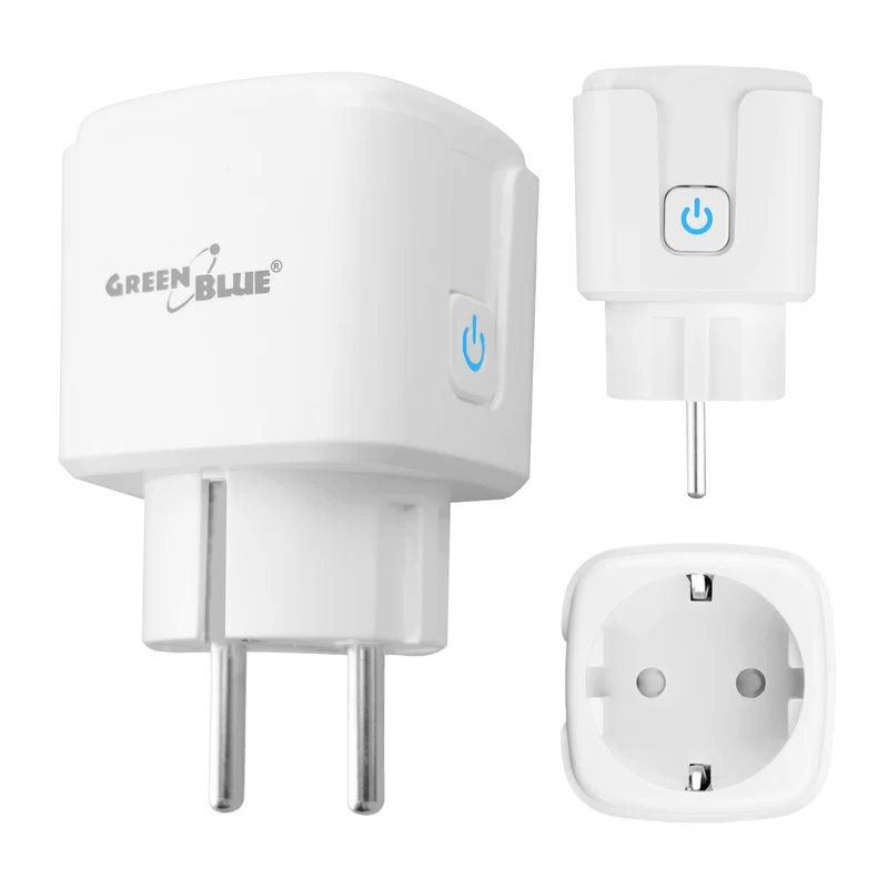 Presa WiFi GreenBlue controllabile da remoto, compatibile con Android/iOS/Alexa/Google Home, timer, misuratore di potenza, max 16 A/3840 W, GB735 W