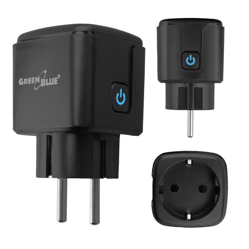 Presa WiFi GreenBlue controllabile da remoto, Android/iOS/Alexa/Google Home, timer, misuratore di potenza, max 16 A/3840 W, GB735 B