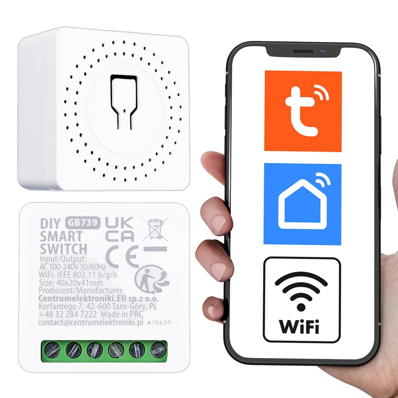 Relè WiFi da incasso GreenBlue, compatibile con Android/iOS/Alexa/Google Home, 100-240 V CA, 50/60 Hz, max. 16 A, per LED da 150 W, GB739