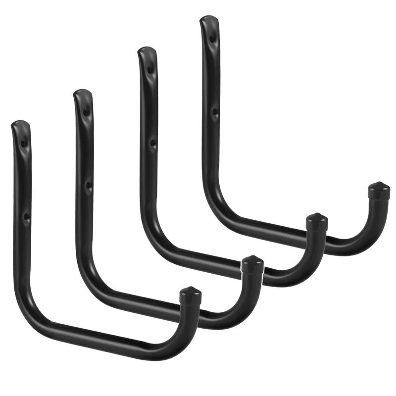 Set di 4 ganci da parete Maclean, per pneumatici, ruote, scale, biciclette, in acciaio, carico massimo 22 kg per gancio, MC-487
