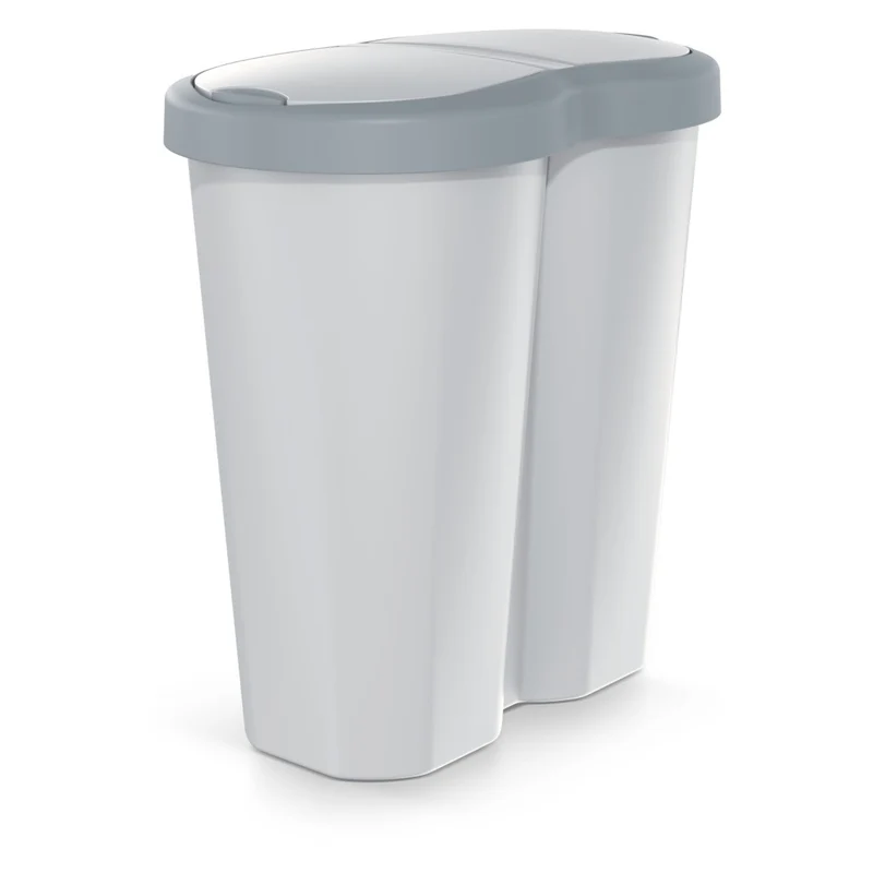 Cestino Compacta R Duo, grigio/grigio cenere, capacità 40L, uno scomparto, due coperchi, NDRF40-429U_427C