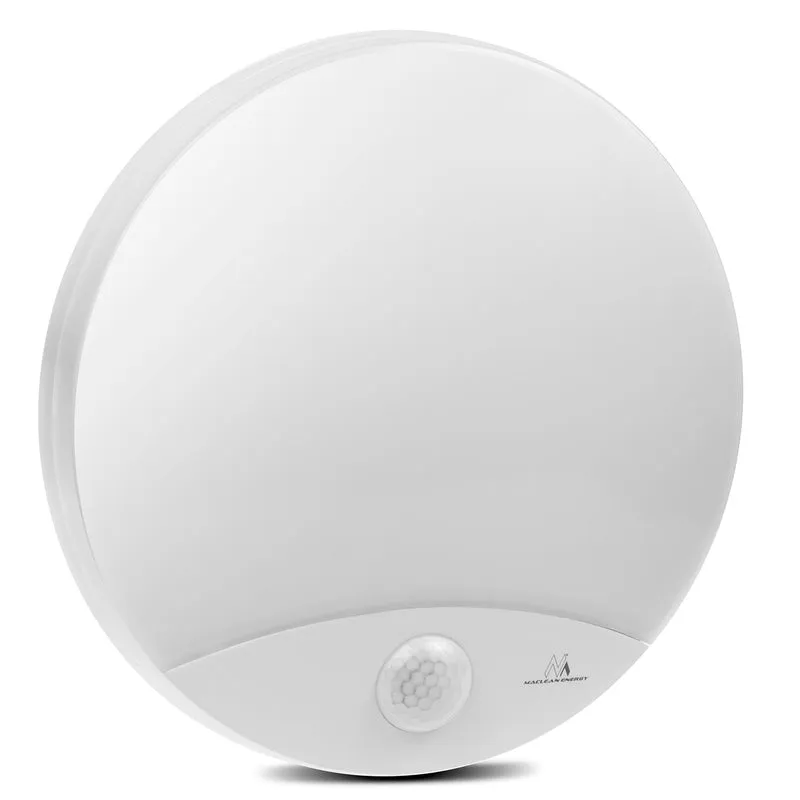 Maclean MCE357 W Lampada LED con rilevatore di movimento, ad infrarossi, bianca, 10W, IP44, bianco naturale (4000K), 900lm, diametro 25 cm
