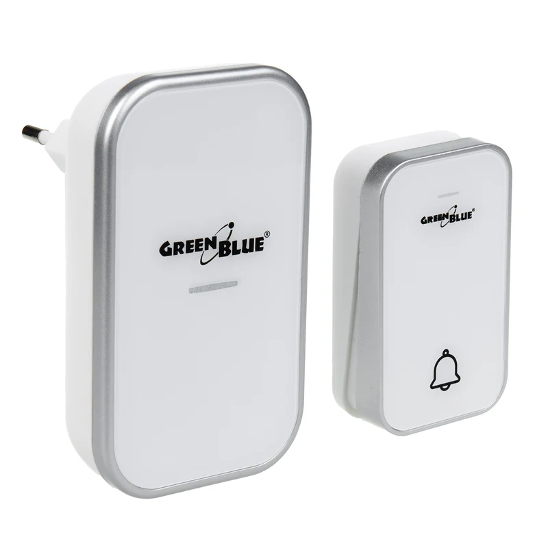 Campanello senza fili Sistema di campanello cinetico wireless, senza batterie, con 38 melodie, portata fino a 200 m, IP44 (1x ricevitore + 1x trasmettitore/bianco)