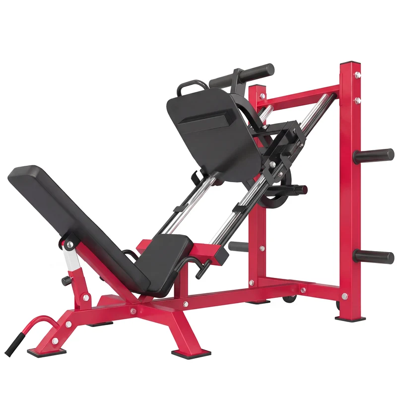 Stazione Fitness Leg Press Machine Macchina Regolabile per Gambe e Squat con Ruote Rosso