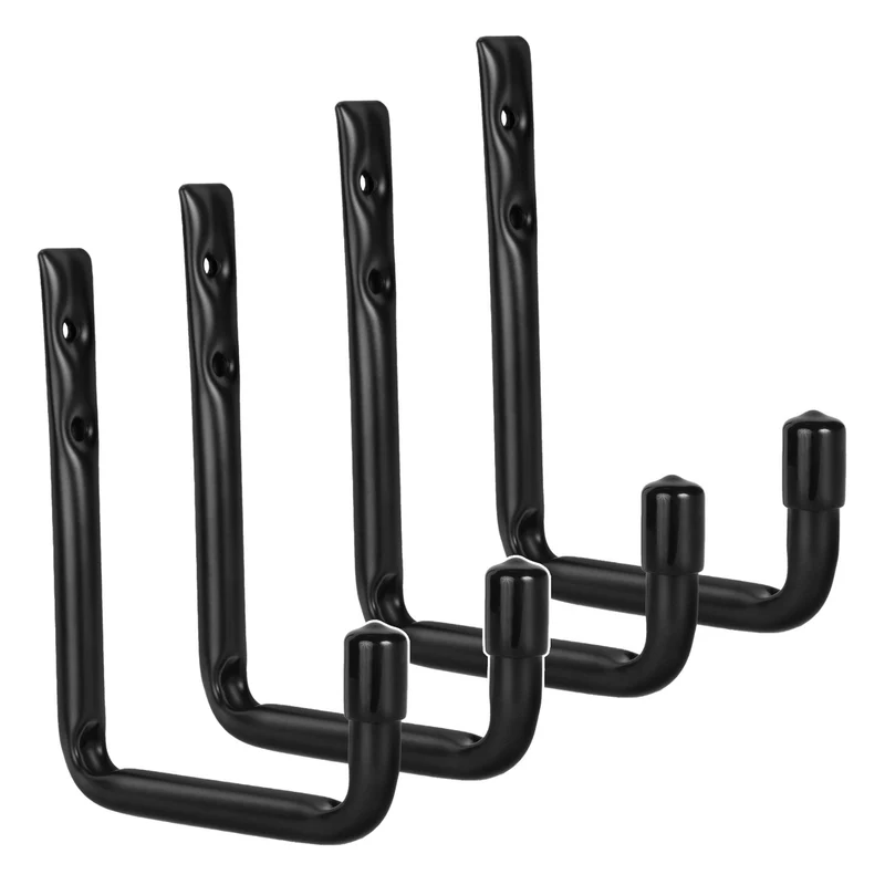 Set di 4 ganci da parete Maclean, per pneumatici, ruote, scale, biciclette, in acciaio, carico massimo 22 kg per gancio, MC-488