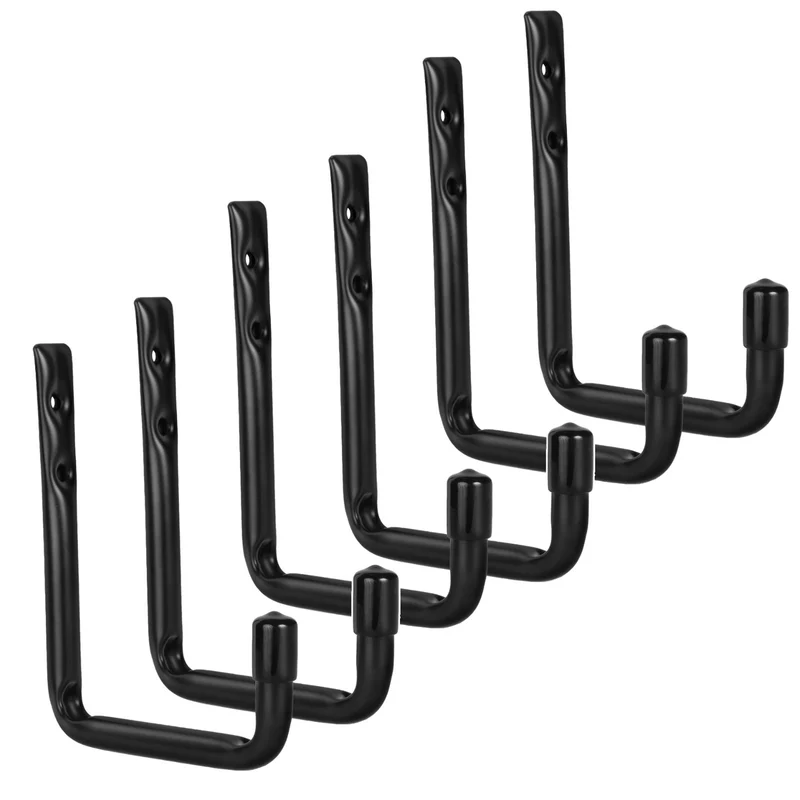 Set di 6 ganci da parete Maclean, per pneumatici, ruote, scale, biciclette, in acciaio, carico massimo 22 kg per gancio, MC-488