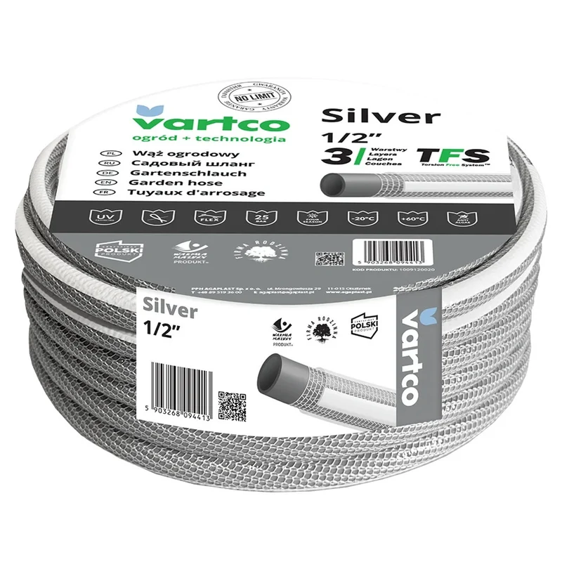 Vartco Silver TFS Tubo da giardino 1/2" 50m a 3 strati