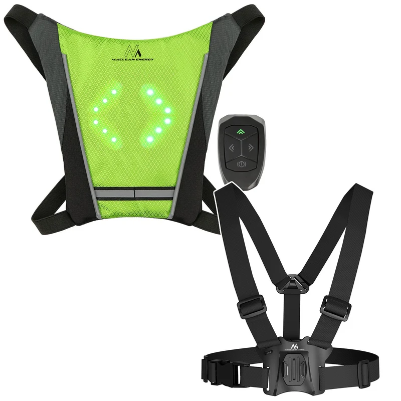 Zaino con segnalatore LED, con telecomando, impermeabile: telecomando IPx5, zaino IPX2 + spallacci sportivi universali, per telefono, fotocamera, videocamera GoPro e altri dispositivi, supporto girevole, MC-294