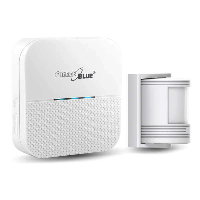 Segnalatore di ingresso wireless, sensore di movimento con 52 melodie, bianco, GreenBlue GB212, 230 V, max 58 sensori