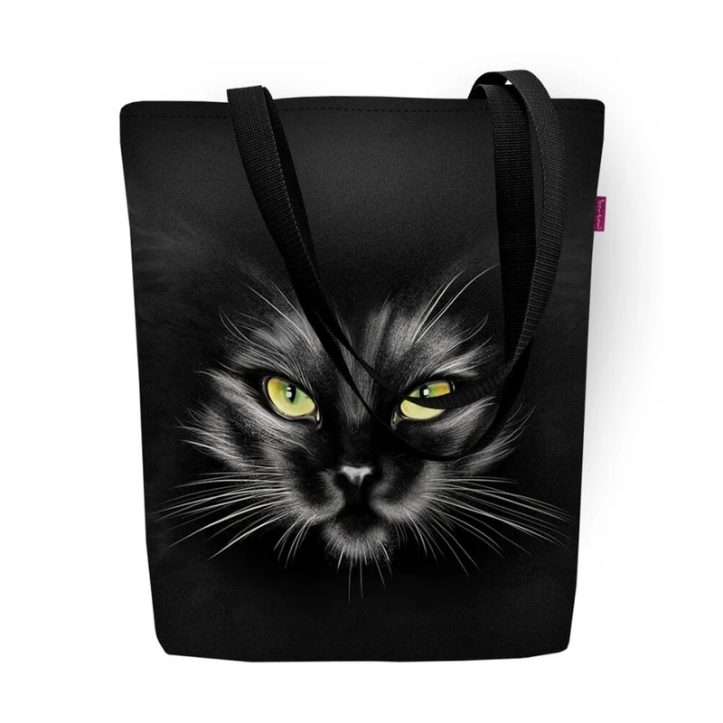 Borsa a tracolla in tela, chiusura lampo, dimensioni 36x40 cm, motivo stampato Nero