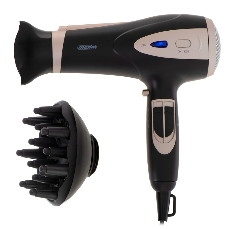 Asciugacapelli Mesko, funzione ionizzazione, diffusore, potenza 2200 W, nero, MS 2287