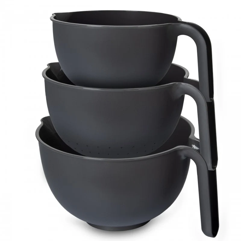 Set pratico, 2x ciotola, colino, con manico, grafite scura, 10034392