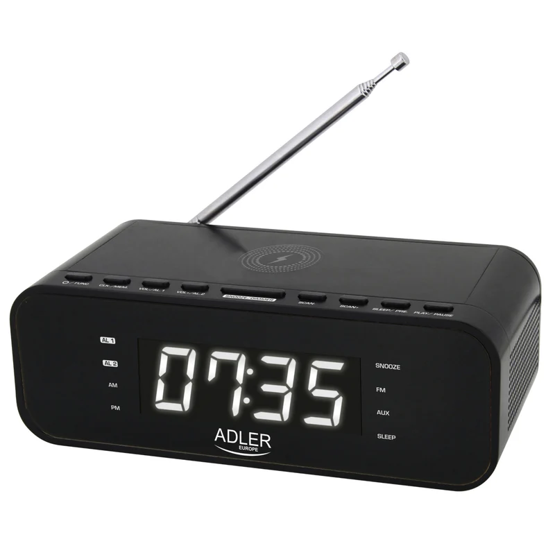 Radiosveglia FM con caricatore wireless e Bluetooth - Adler AD 1192B