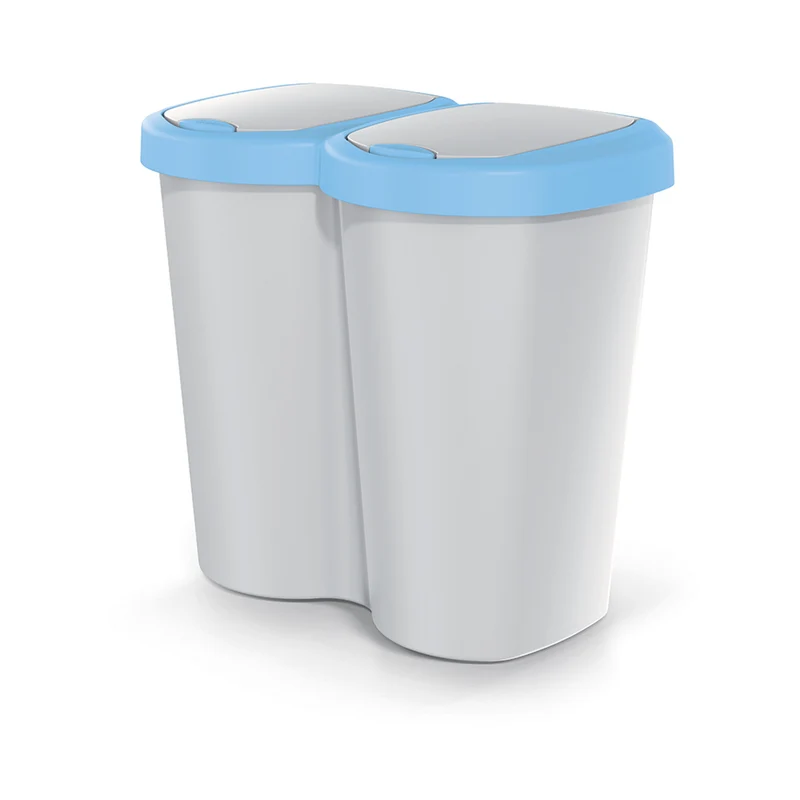 Cestino per rifiuti Compacta B Duo, blu/ashmere, capacità 40L, un vano, due coperchi, versione a parete, NDBS40-2717C_427C