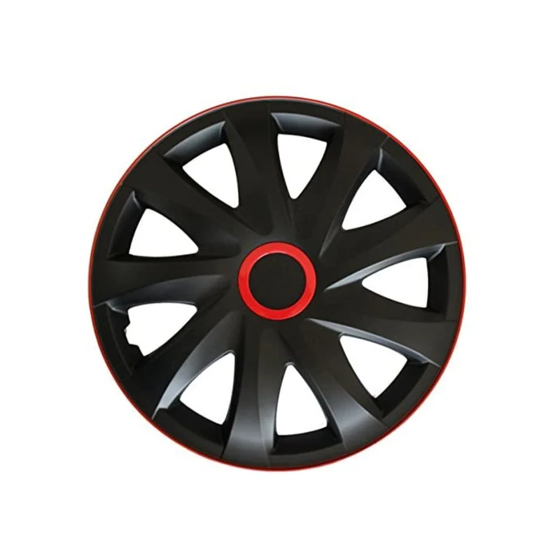 Set di coprimozzi Kando RACE da 14" nero e rosso 4 pezzi