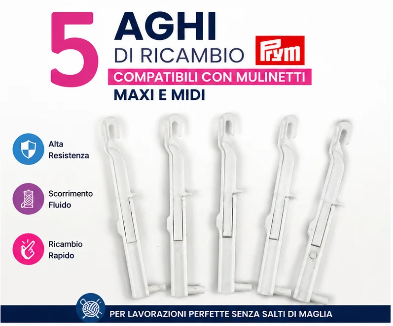 AGHI ago uncini kit di RICAMBIO Mulinetto PRYM maxi midi mulino tricotin maglia addi