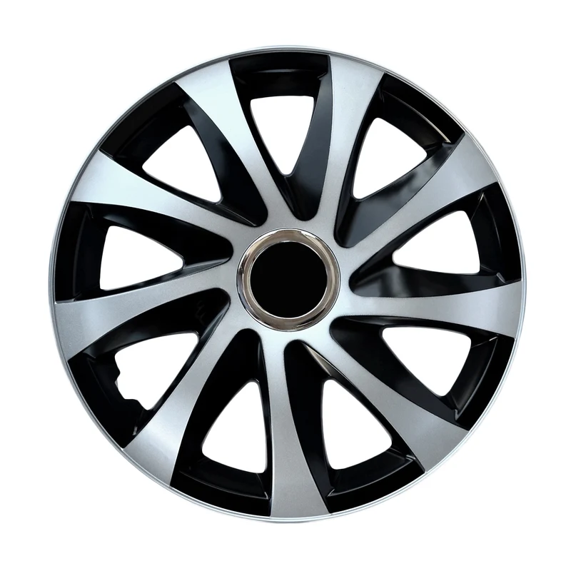 Coprimozzi universali 14" DRIFT Extra argento/nero 4 pezzi