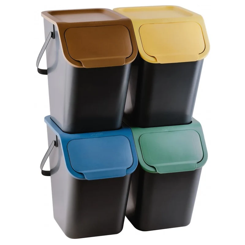 Practic Set di pattumiere per la raccolta difefrenziata, 4x25l, nero, Bini 10100599