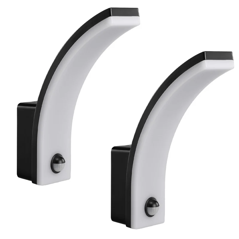 Sensore di movimento Maclean Lampada LED, sensore di movimento PIR, nero, 20W, IP65, 2000lm, bianco neutro (4000K) MCE512 B, 2 pezzi