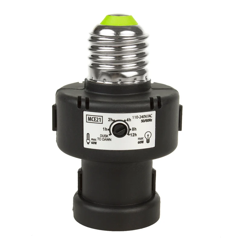 Maclean portalampada E27, 100W, con sensore crepuscolare, timer, MCE21B