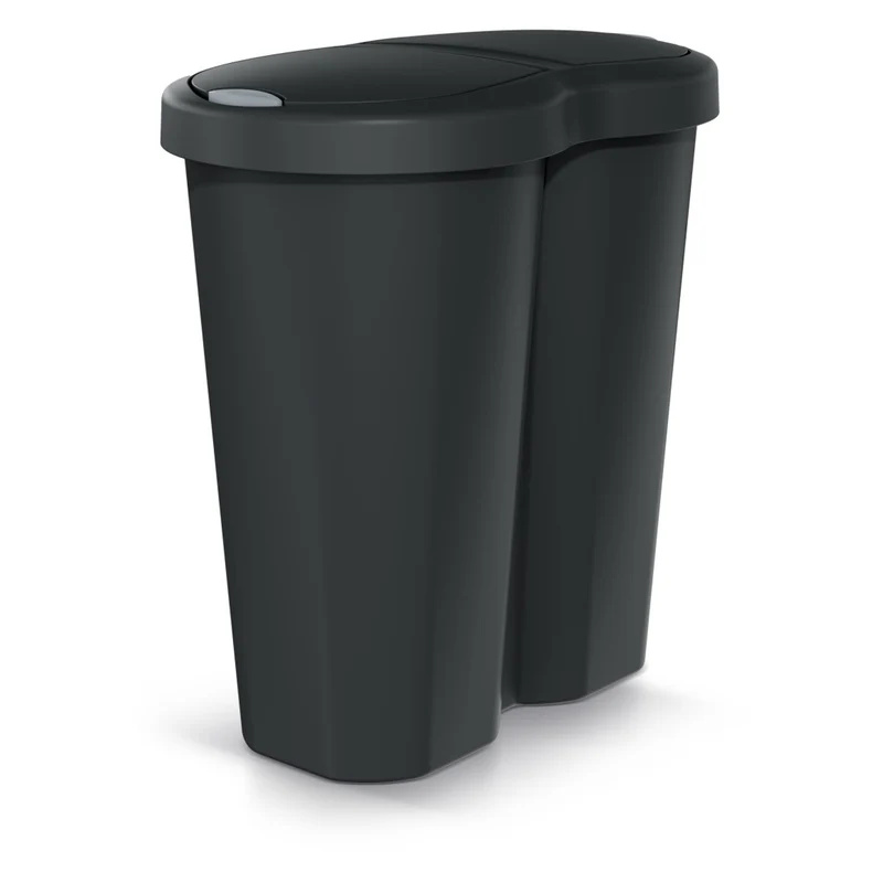 Cestino Compacta R Duo, nero, capacità 40L, uno scomparto, due coperchi, NDRF40-S411