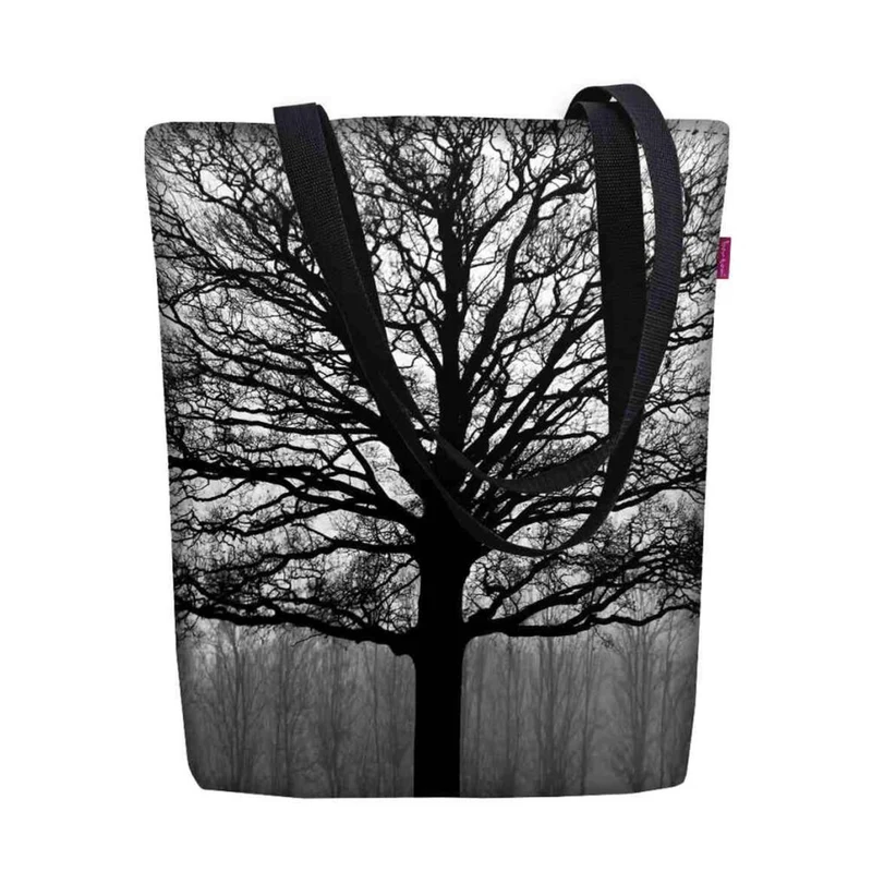 Borsa a tracolla in tela, chiusura lampo, dimensioni 36x40 cm, motivo stampato Serenity