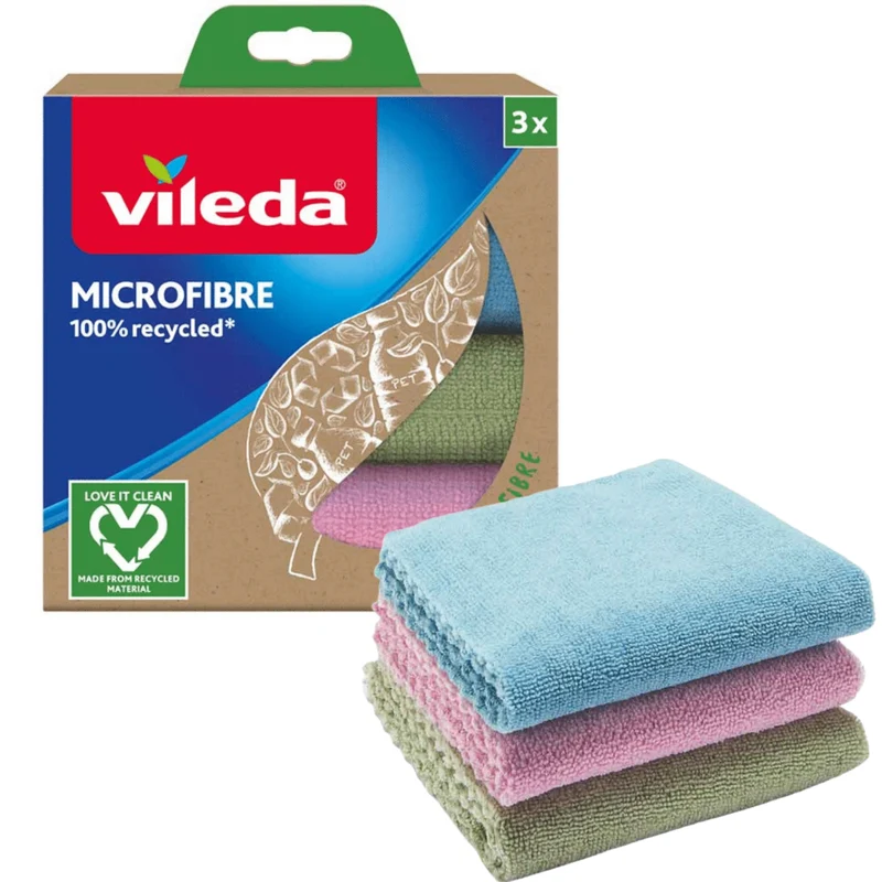 Set di panni multiuso Vileda 3 pezzi 100% microfibra, riciclato ECO