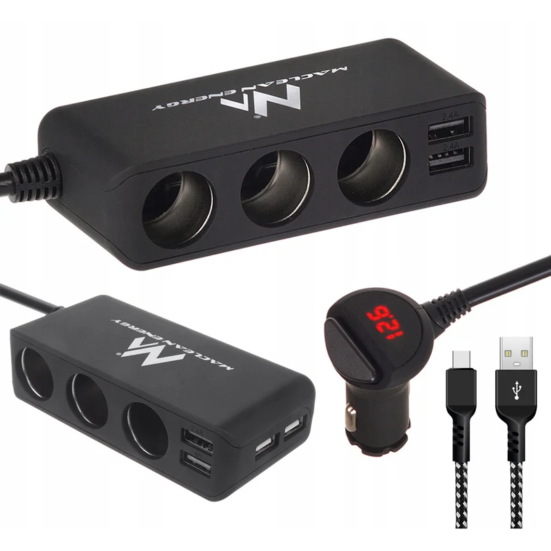 Distributore per presa accendisigari Maclean, voltmetro, 120W
