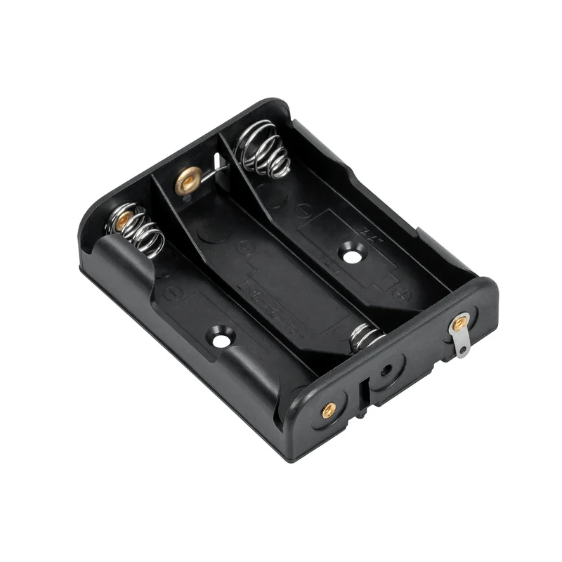 Cestino per batterie 3xAA quadrato in plastica nera GNI0052