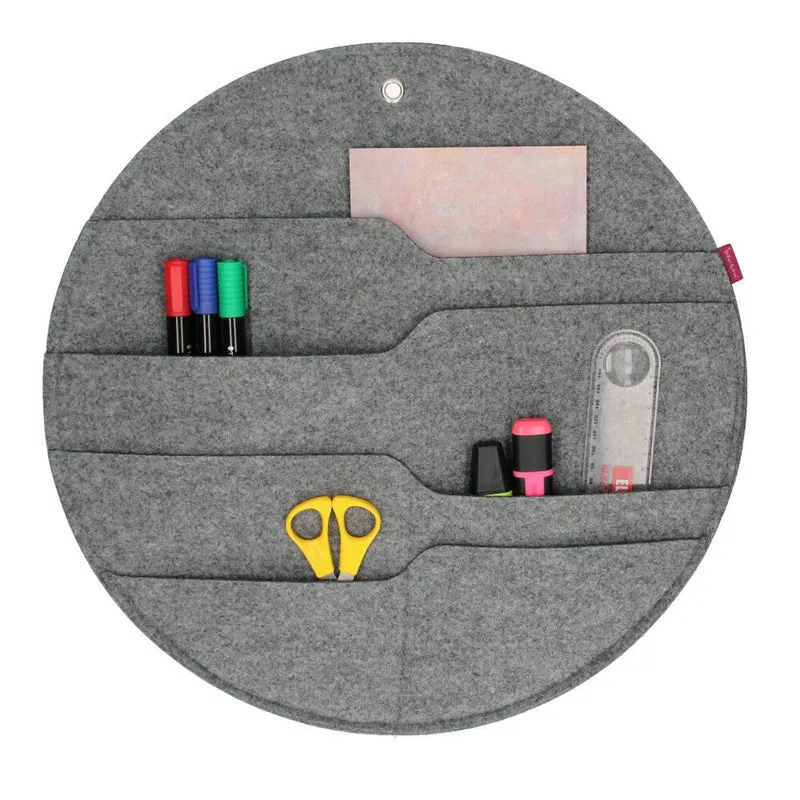 Organizzatore da parete in feltro Bertoni Cerchio XL diametro 45 cm - grigio, 4 tasche