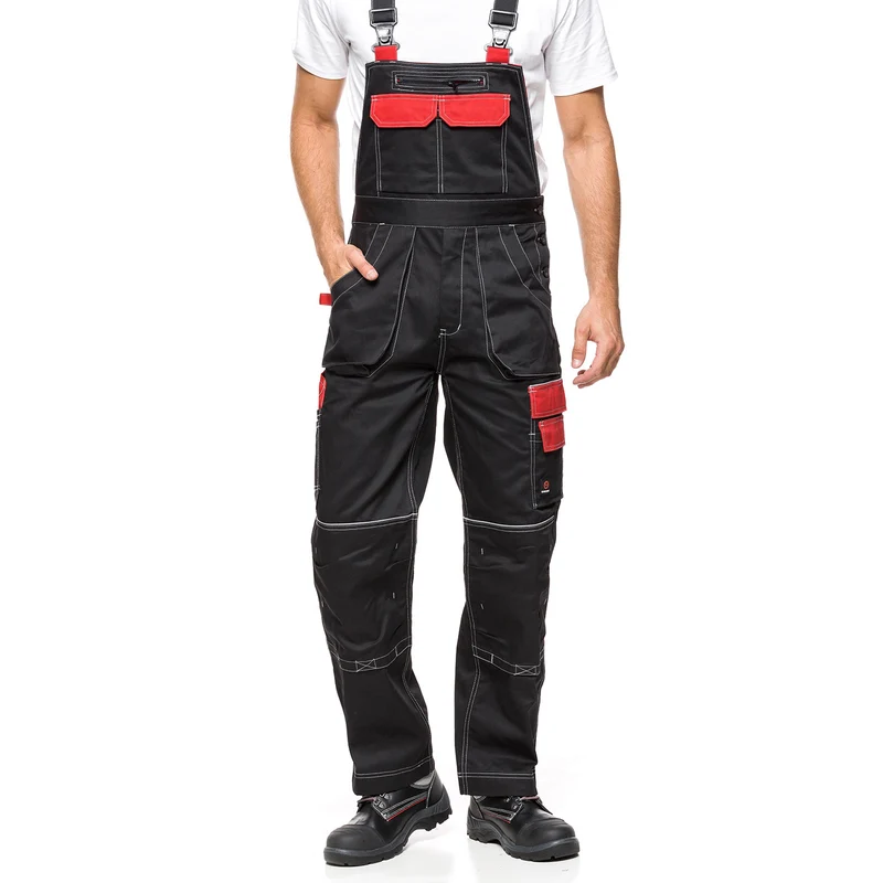 PANTALONE CON SALOPETTE HELIOS NERO E ROSSO Taglia 48 (86-90)