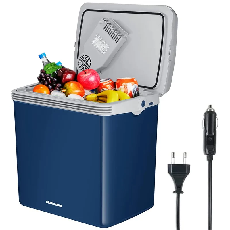 Frigorifero Elettrico Portatile 32 Litri Caldo e Freddo 44x32x44,7 cm Spina 230V e 12V in PP+PU Blu